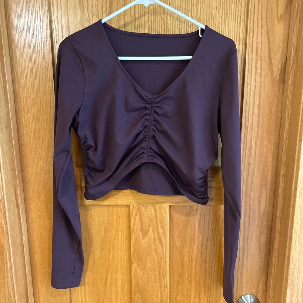 Halara Maroon‎ Ruched Crop Top L